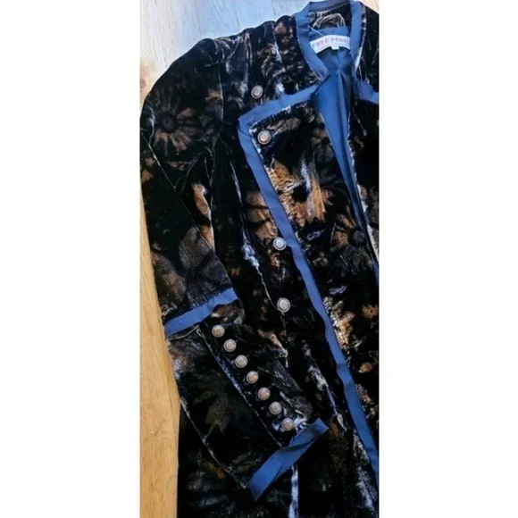 🆕️ Free People Hazel Velvet Puff Sleeve Duster Long Jacket Medium Black Boho - Picture 4 of 16